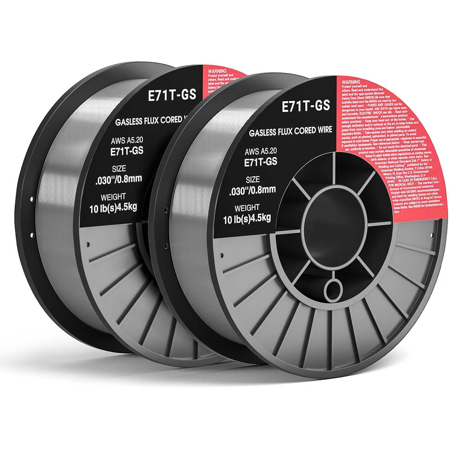 E71T-Gs Fio de solda de núcleo de fluxo 0,030, 2 carretéis E71T-GS fio de solda Mig de aço carbono sem gás de baixo respingo compatível (0,1 cm 4,5 kg 2 unidades) Welding Wire