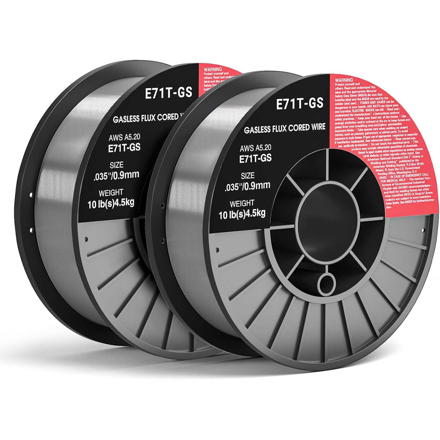 E71T-Gs Fio de solda de núcleo de fluxo 0,035, 2 carretéis E71T-GS fio de solda Mig de aço carbono sem gás de baixo respingo compatível (0,1 cm 4,5 kg 2 unidades) Welding Wire